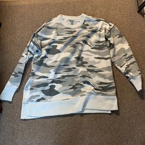 AERIE Gray Camo Oversized Crew Neck Sweatshirt
